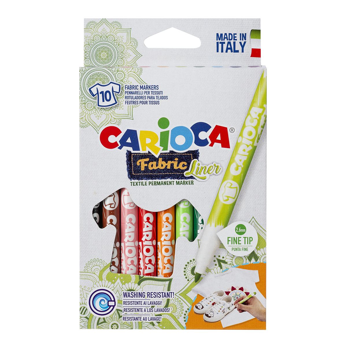 Carioca textilfilcek, vékony hegy, 10 db, vegyes színek