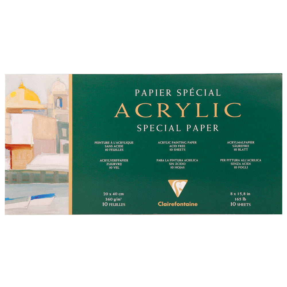 Clairefontaine akril festőtömb 360 g/m² – 10 lap, 20 x 40 cm tömbösített