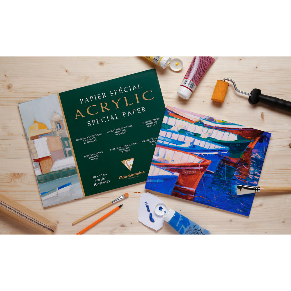 Clairefontaine akril festőtömb 360 g/m² – 10 lap, 20 x 40 cm tömbösített