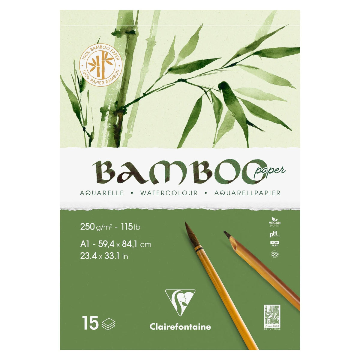 CLAIREFONTAINE bambusz akvarelltömb CP 250 g/m² A1 - 15 lap