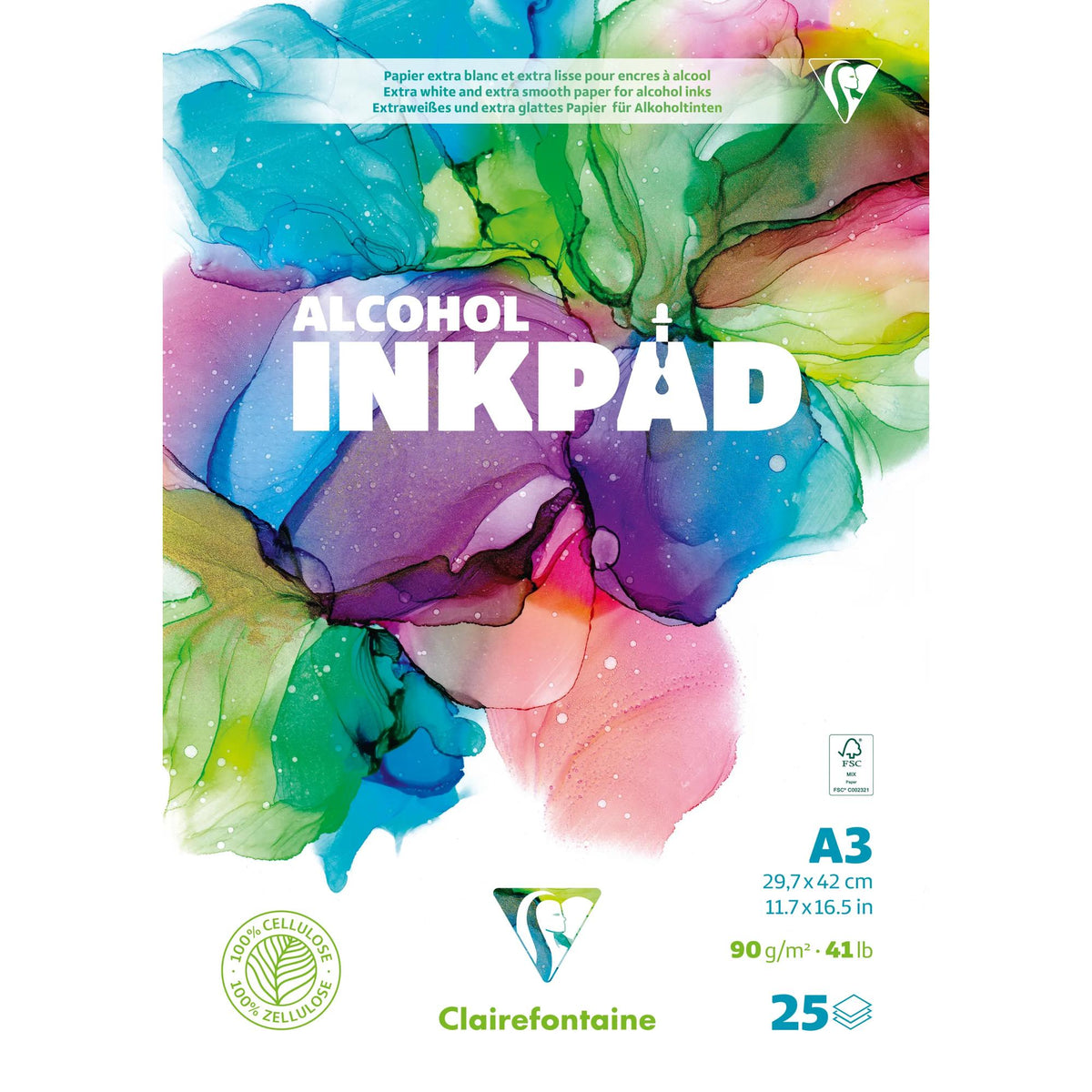 CLAIREFONTAINE blok alkoholos tintákhoz 90 g/m² A5 – A3 - 25 lap