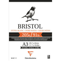 CLAIREFONTAINE Bristol rajztömb 205 g/m² – 20 lap, A4 – A3