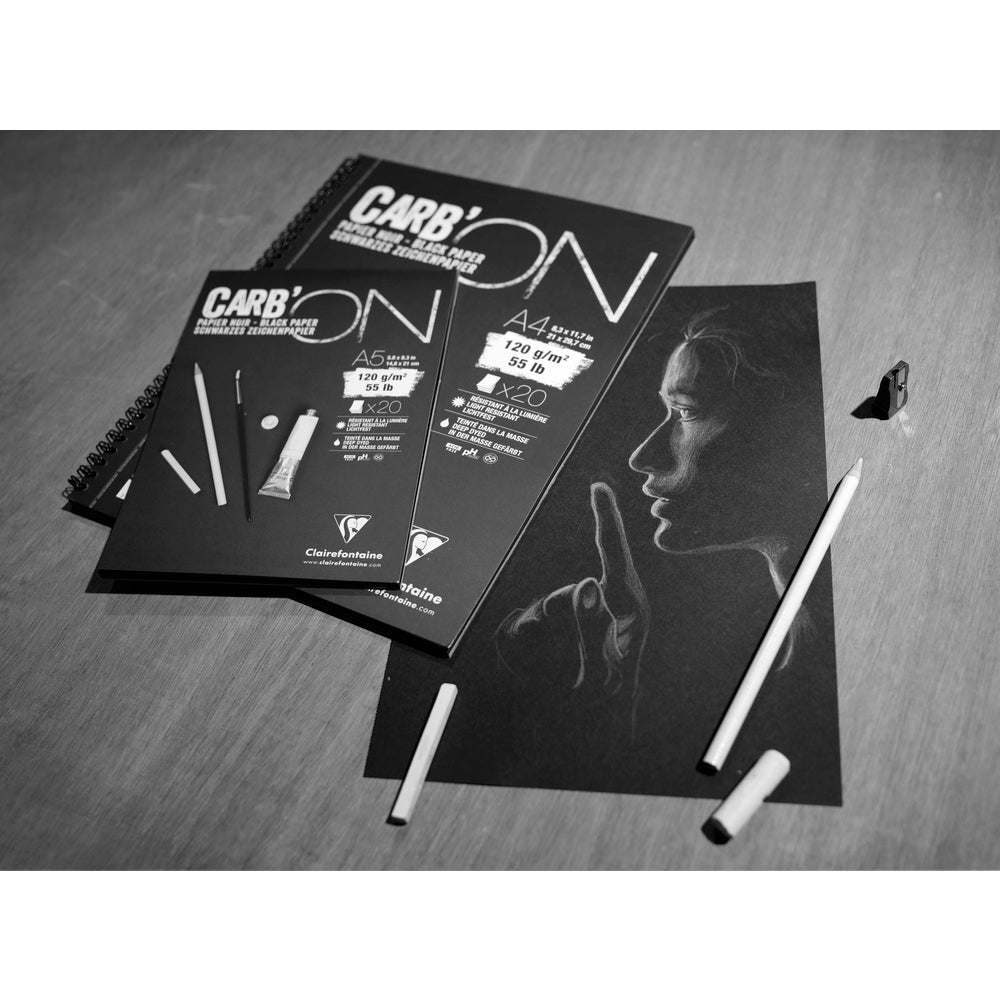 CLAIREFONTAINE Carb'On rajztömb fekete papírral 120 g/m² – 20 lap