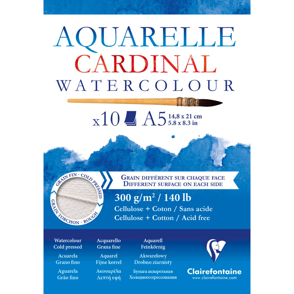 Clairefontaine Cardinal akvarelltömb CP R 300 g 10 lap enyvezett