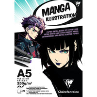 CLAIREFONTAINE Manga Illustration rajztömb 250 g/m² A5 – A3 - 20 lap