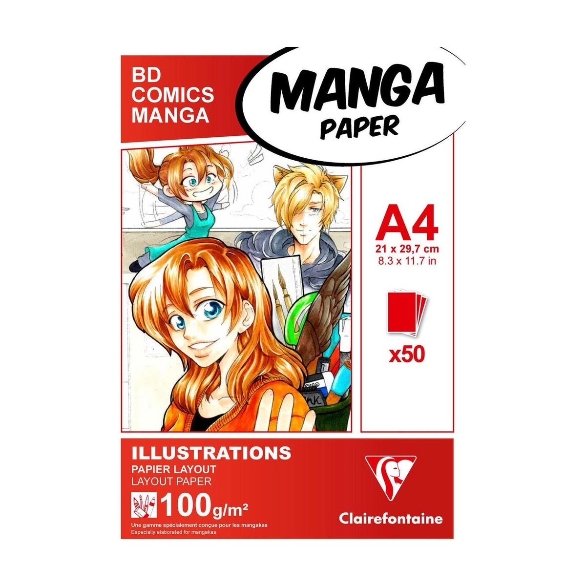 CLAIREFONTAINE Manga Layout tömb 100 g/m² A5 – A3 - 50 lap