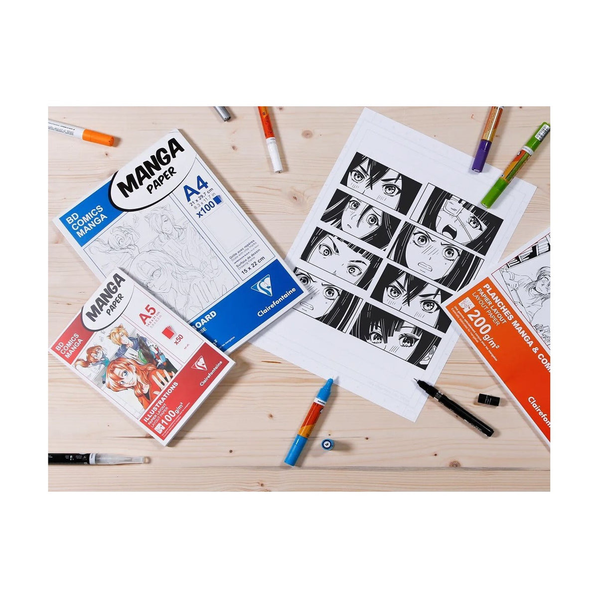 CLAIREFONTAINE Manga Layout tömb 100 g/m² A5 – A3 - 50 lap