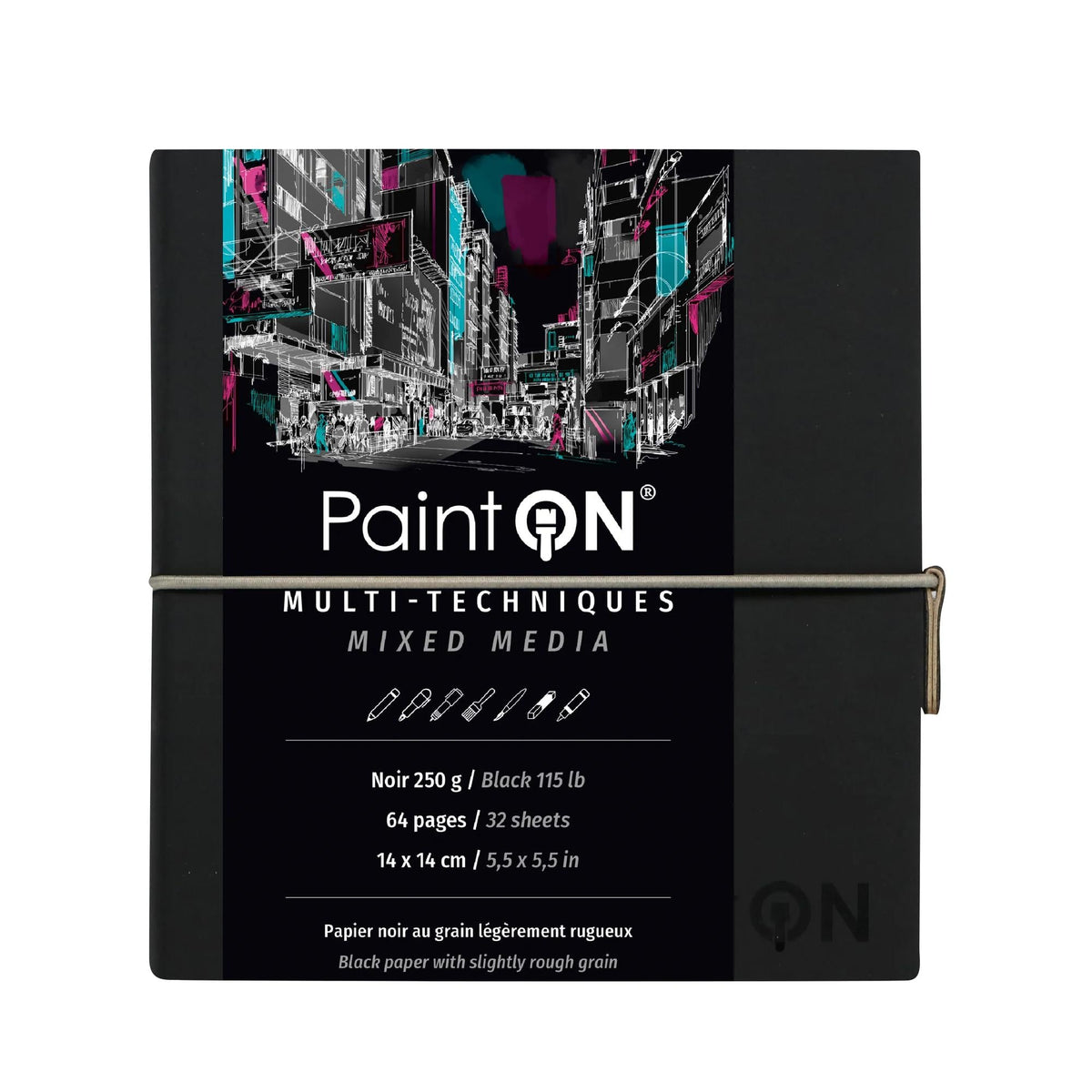 CLAIREFONTAINE Paint'On fekete rajztömb 250 g/m² - 32 lap (A5 – 14 x 14 cm)