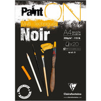 Clairefontaine Paint'On Mix Media tömb 250 g 20 lap ragasztott Black