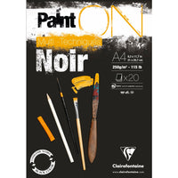 Clairefontaine Paint'On Mix Media tömb 250 g 20 lap ragasztott Black