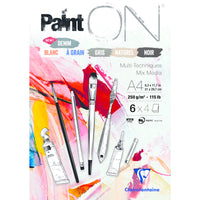 Clairefontaine Paint'On Mix Media tömb No. 6 250 g 24 lap ragasztott vegyes színek