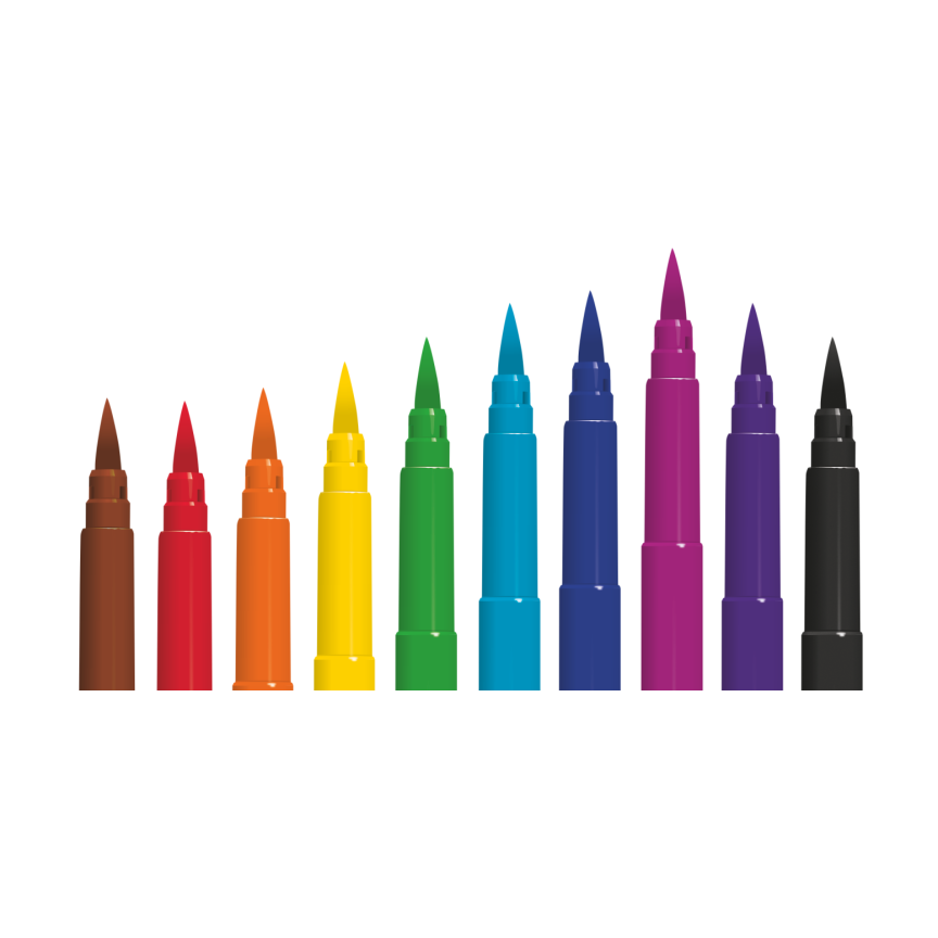 Colorino Brush ecsetfilc készlet hosszú heggyel – 10 szín