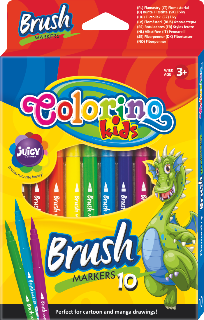 Colorino Brush ecsetfilc készlet hosszú heggyel – 10 szín