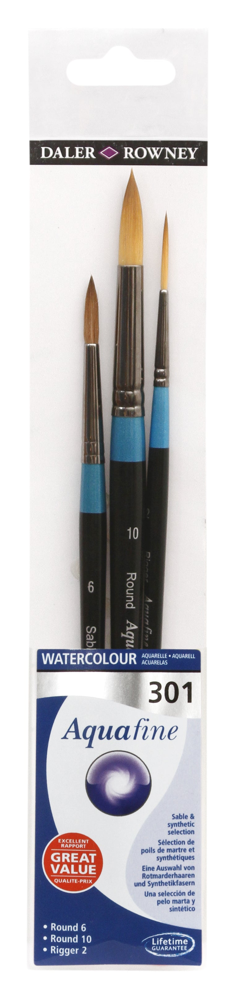 DALER ROWNEY Aquafine 301 akvarell és gouache ecsetkészlet - 3 db