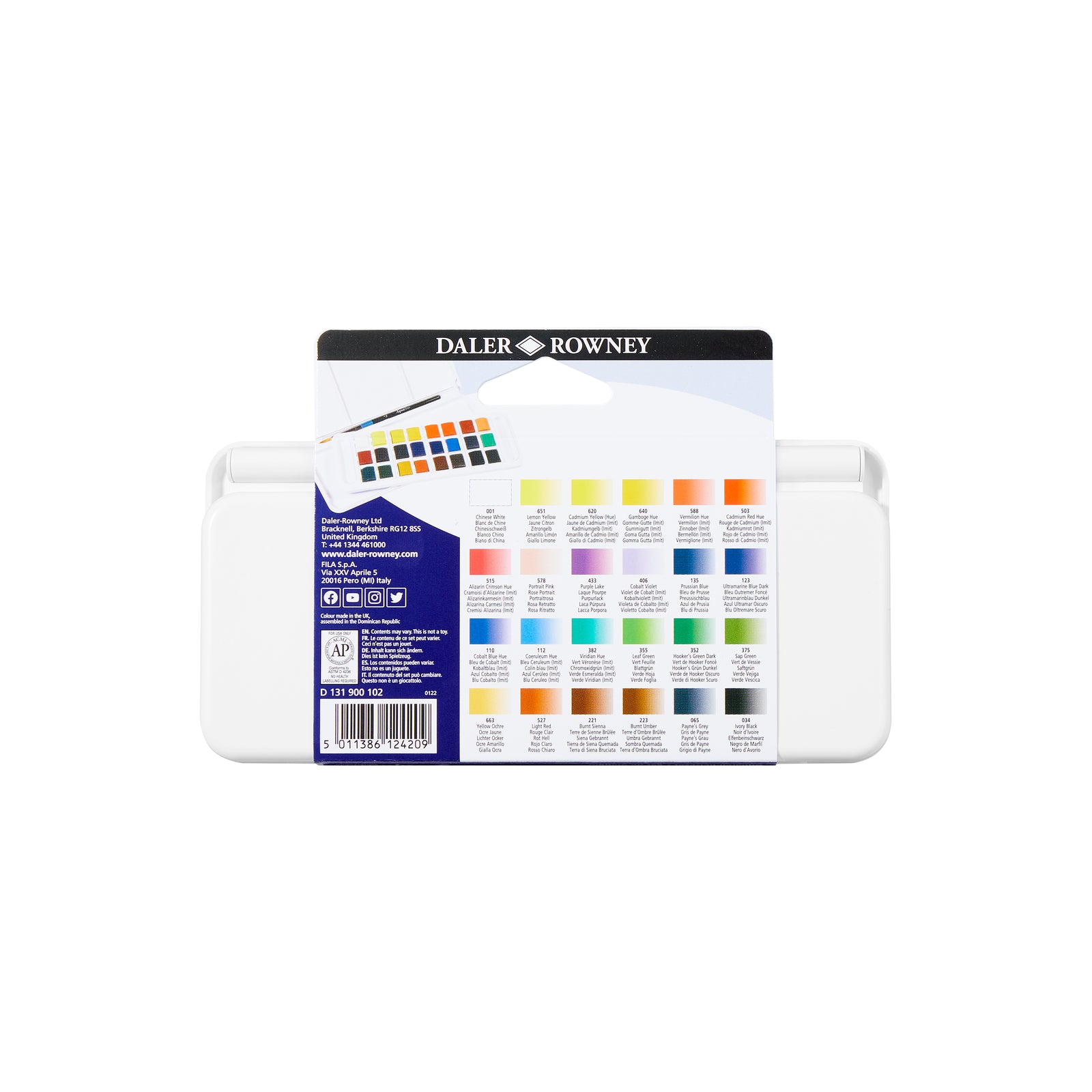 DALER ROWNEY Aquafine akvarell utazókészlet 24 félcsésze ecsettel