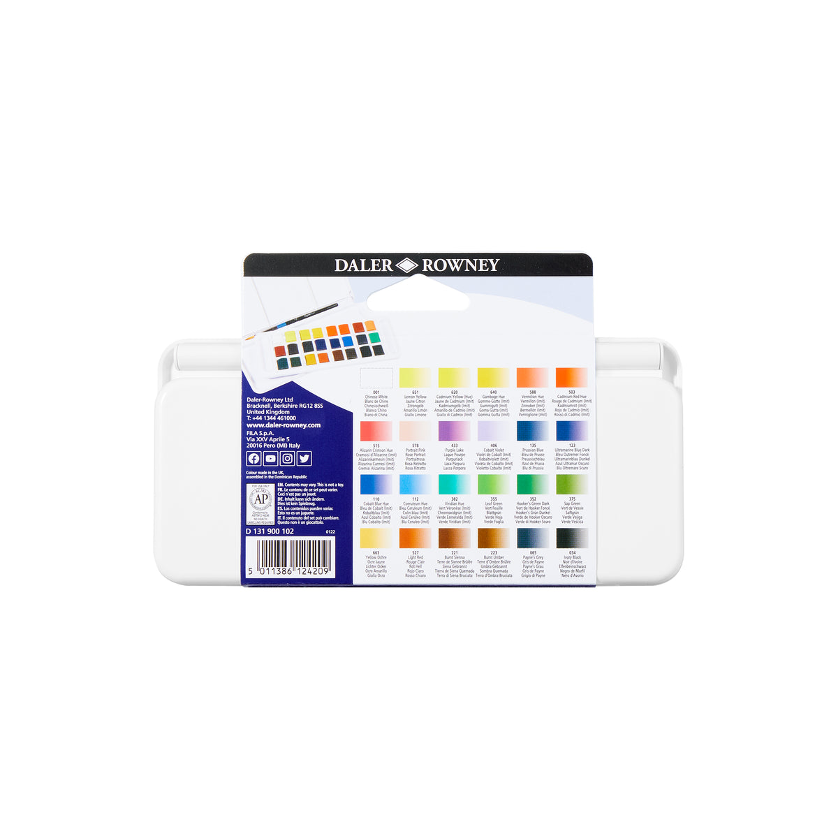 DALER ROWNEY Aquafine akvarell utazókészlet 24 félcsésze ecsettel