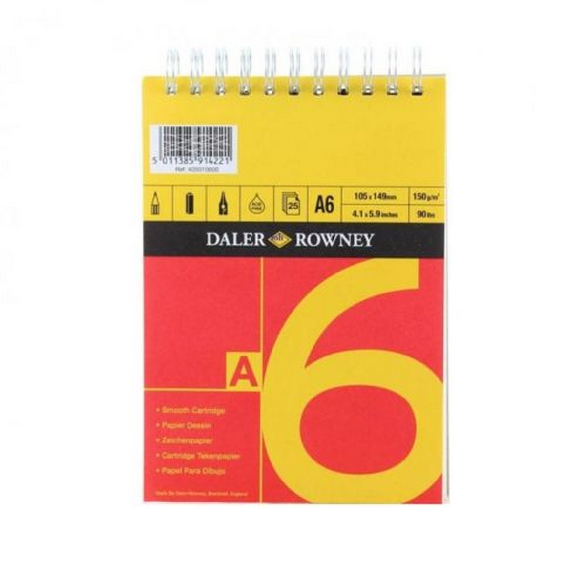 DALER ROWNEY D&R Red & Yellow vázlattömb A6 150 g 25L ragasztott
