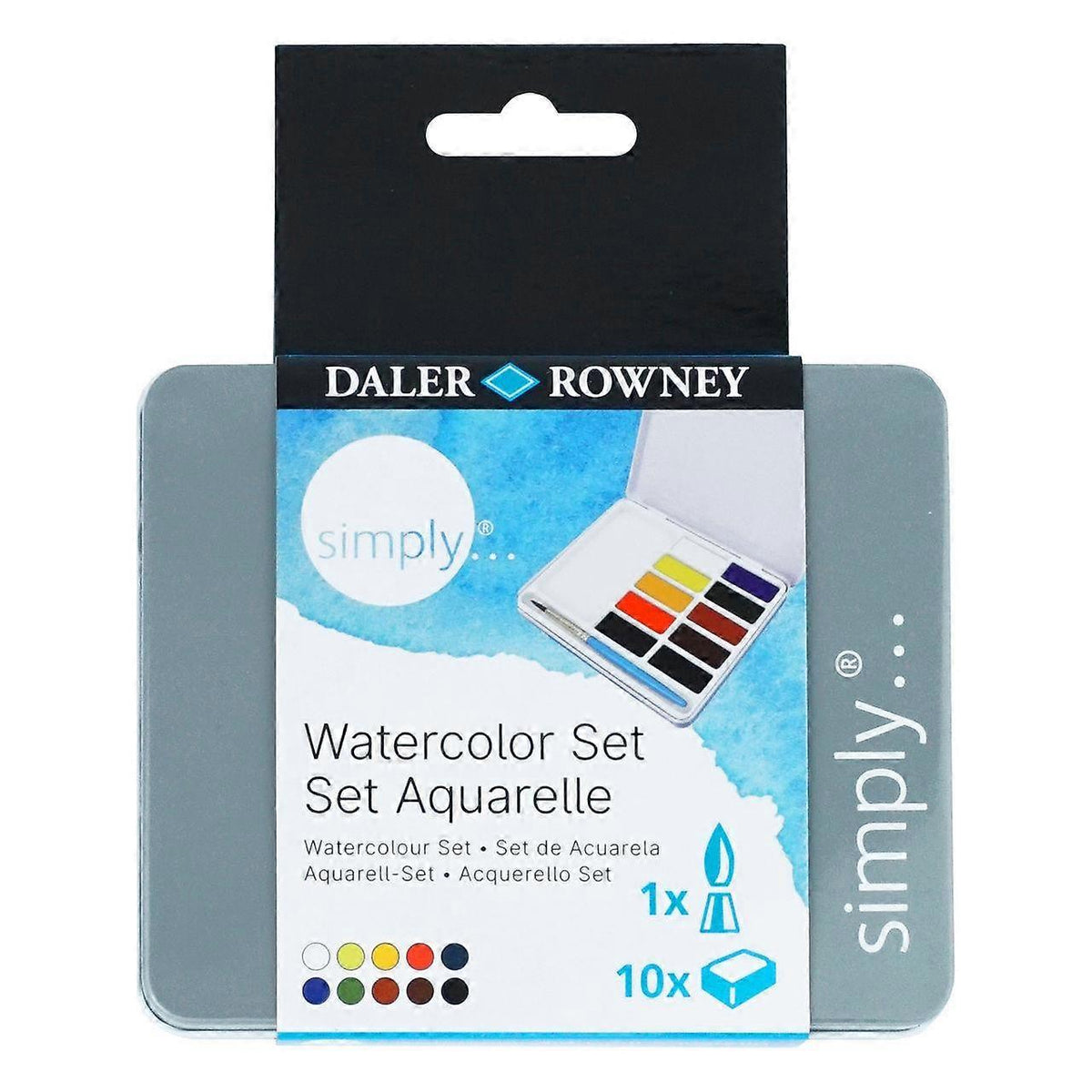 DALER ROWNEY Simply akvarell készlet 10 félszilke ecsettel
