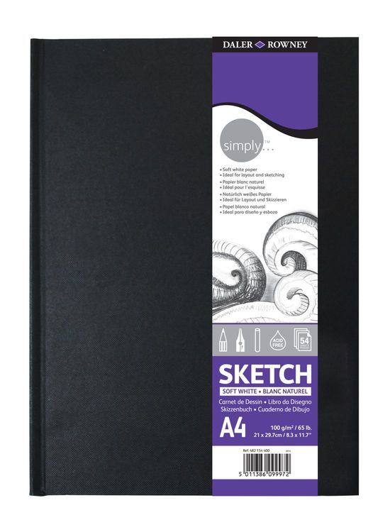 DALER ROWNEY Simply extra fehér vázlatfüzet 100 g A4 54 lap könyvkötés