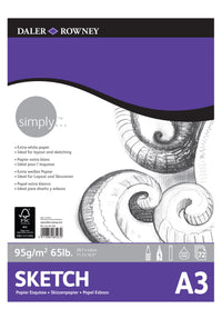 DALER ROWNEY Simply vázlattömb vázlatkészítéshez A3 95 g 72 lap ragasztott
