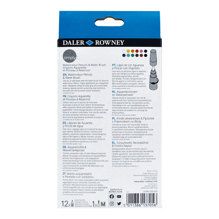Daler Rowney akvarellceruza 12 darabos készlet vízkefével (4)