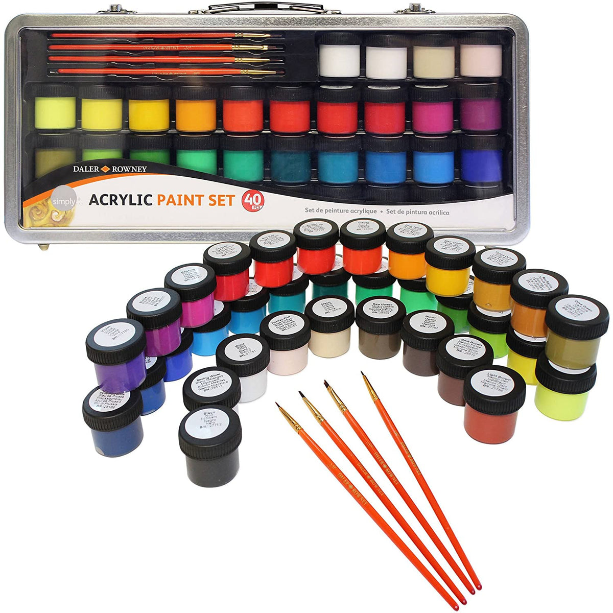 DALER ROWNEY Simply akrilfesték készlet 40 db-os fémbőröndben