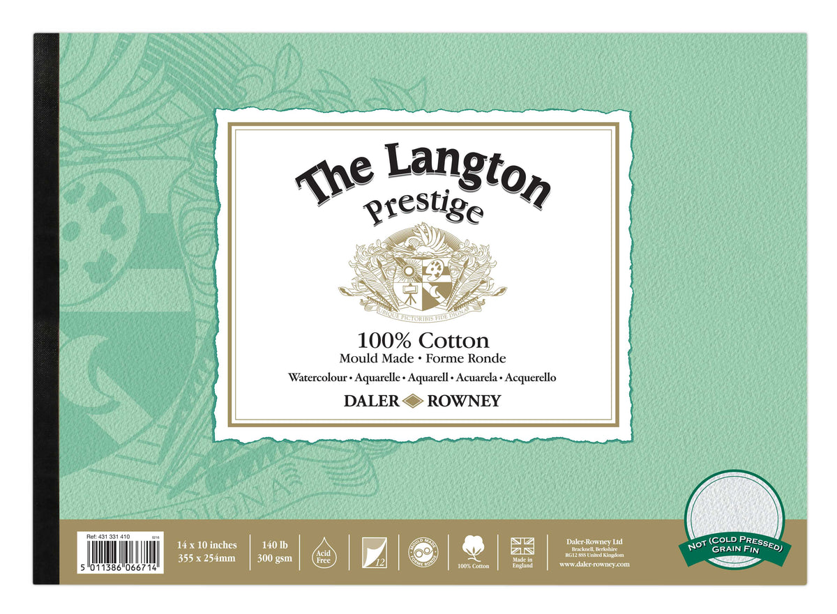 DALER ROWNEY The Langton Prestige akvarelltömb CP Natural White 300 g 12 lap 25,4 x 35,6 cm – CP Natural White 300 g 12L 25,4 x 35,6 cm