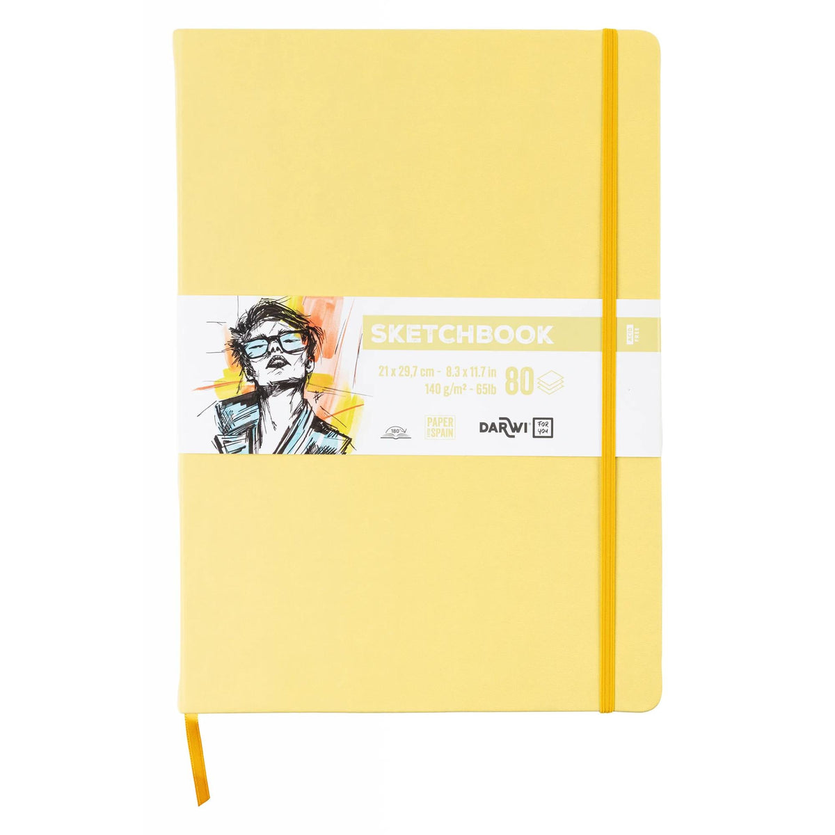 DARWI Soft Yellow vázlatfüzet A4 140 g 80 lap