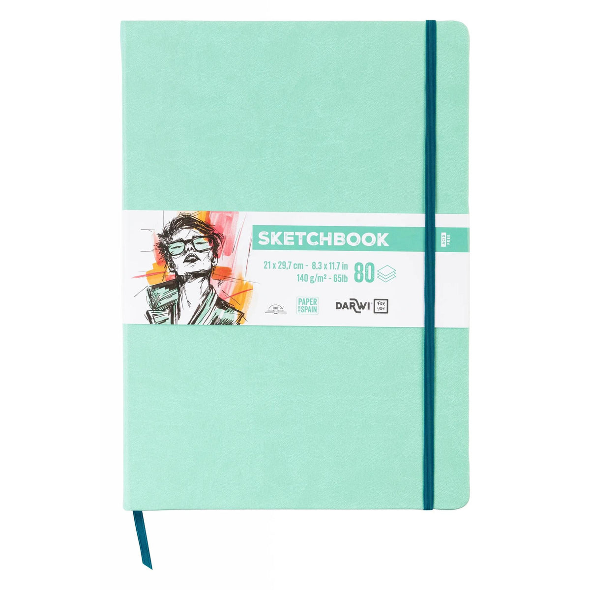 DARWI Vázlatfüzet Mint Green A4 140 g/m² - 80 lap