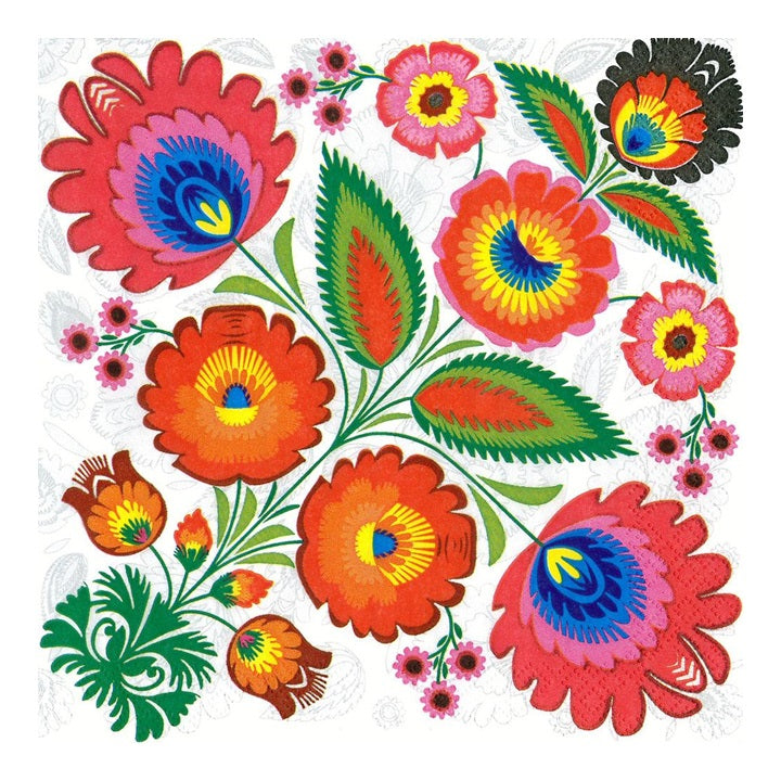 Decoupage szalvéta - Folk virágok - 1db