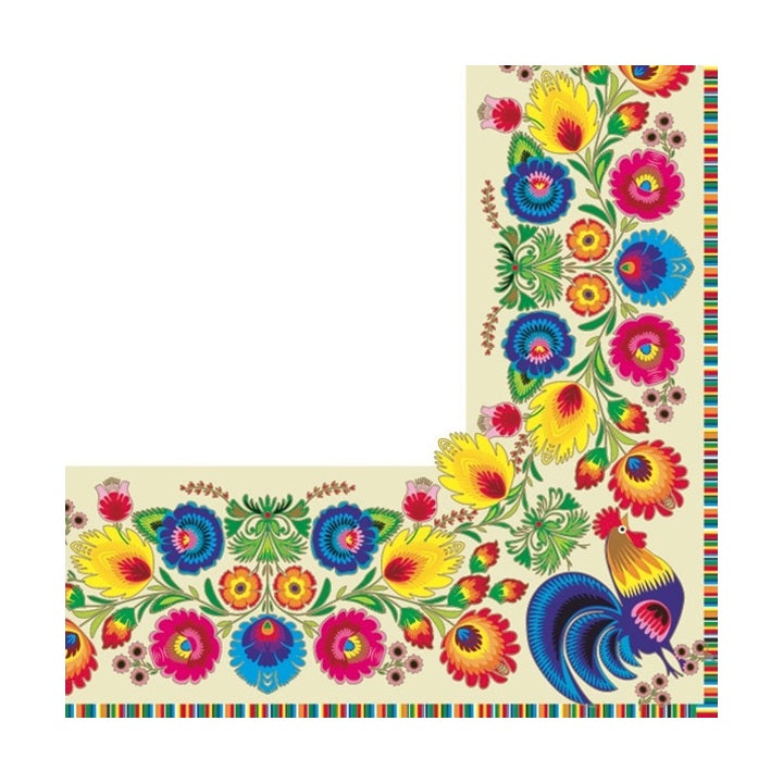 Decoupage szalvéta - Folk White & Cream - 1 db