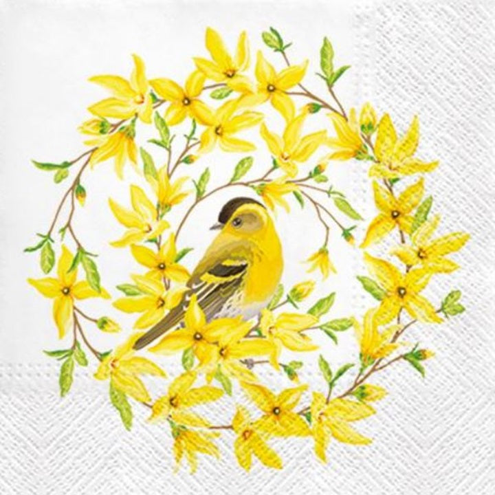 DECOUPAGE szalvéta Forsythia & Bird- 1 db