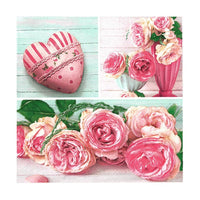 Decoupage szalvéta - Rózsa kollázs - 1 db