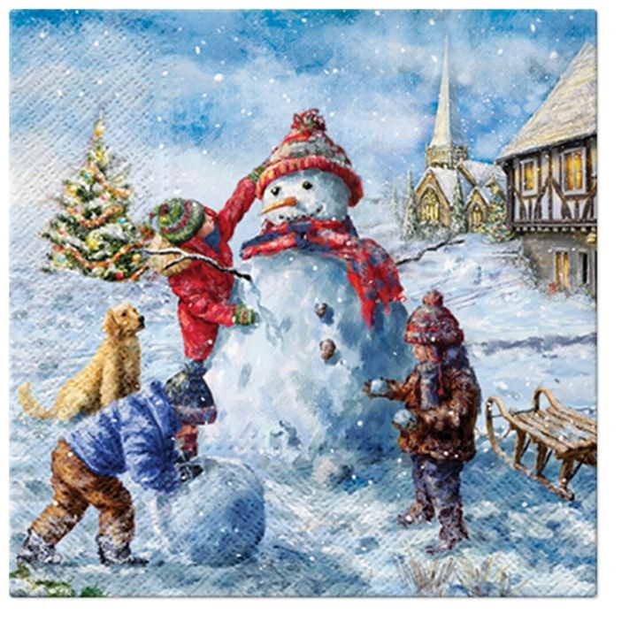Decoupage szalvéta Snowman Fun - 1 db