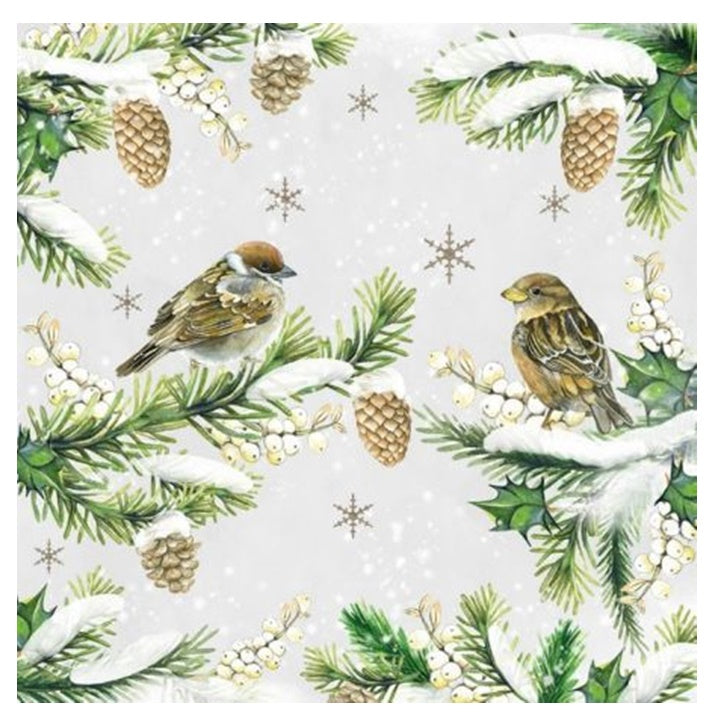 Decoupage szalvéta Sparrows in Snow  - 1 db
