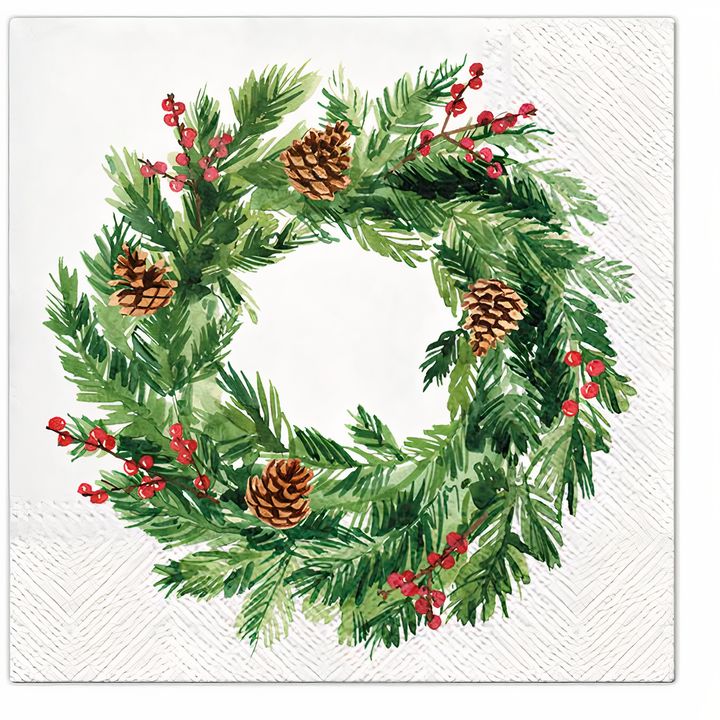 Decoupage szalvéta Tobozos adventi koszorú - 1 db