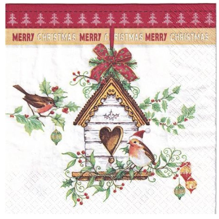 Decoupage szalvéta Xmas Bird House - 1 db
