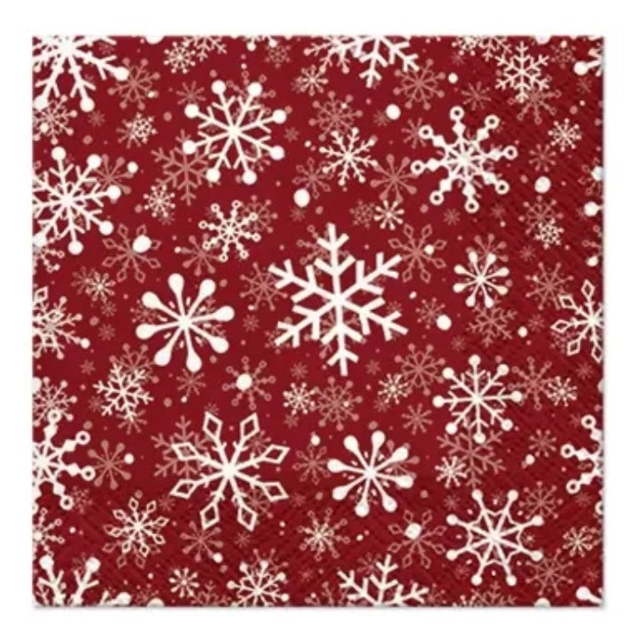 Decoupage szalvéták Christmas Snowflakes - piros - 1 db