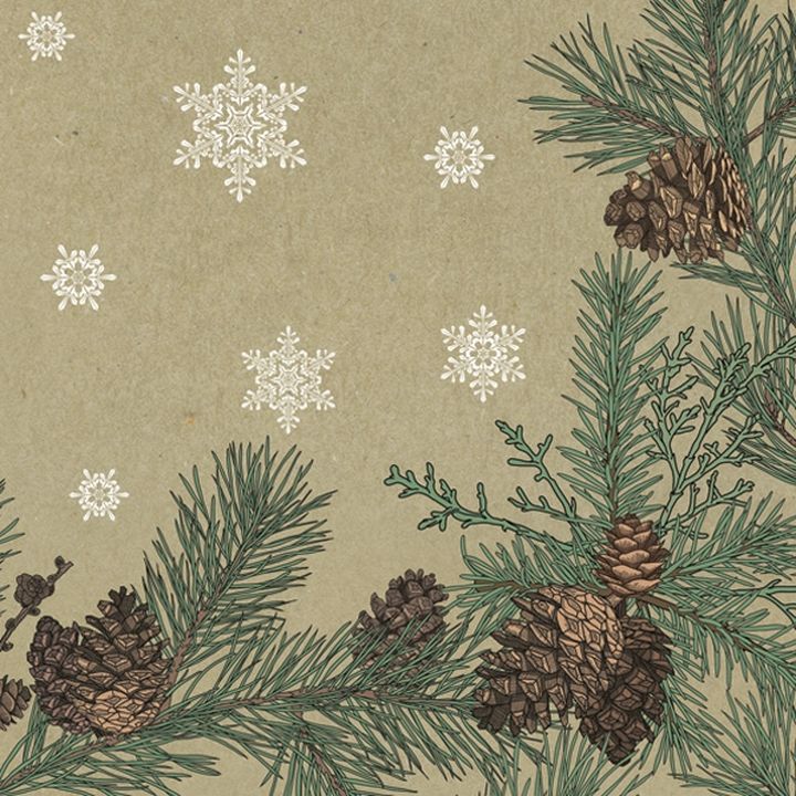 Decoupage szalvéták Graphic Pines and Twigs Frame on Kraft  - 1 db