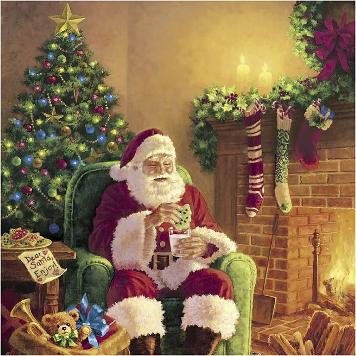 Decoupage szalvéták Santa at home