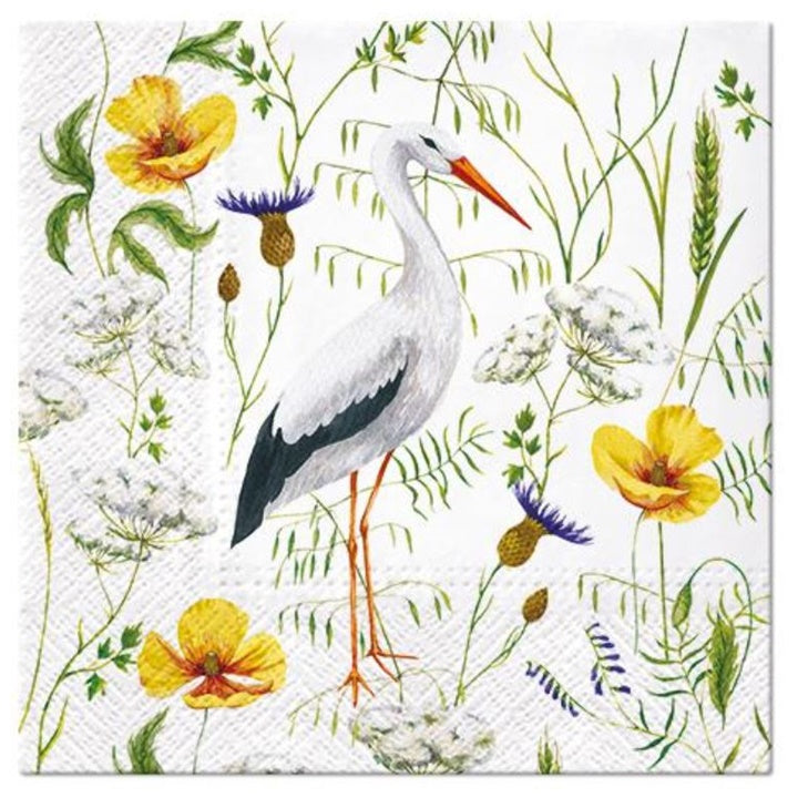 Decoupage szalvéták Stork in Grassland  - 1 db