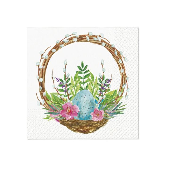 Decoupage szalvéta - Húsvéti Kosár Fűzfaágakkal