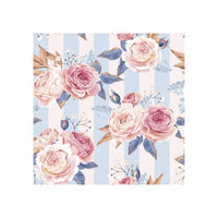 Decoupage szalvéta - Rózsaszín Rózsák Kék Csíkokon