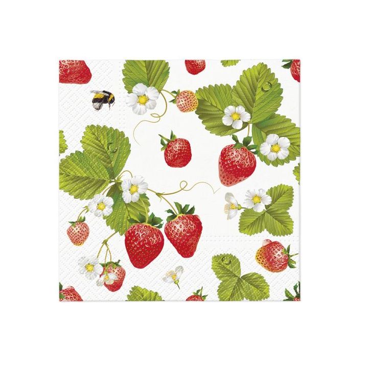 Decoupage szalvéta - Strawberries with Bees