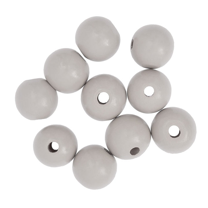 Fa gyöngyök 2,5 cm - 10 darabos csomag – Világosszürke