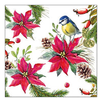 Eko decoupage szalvéta Bird on Poinsettia - 1 db