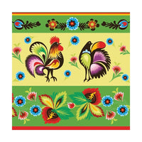 Eko decoupage szalvéták Folklore Roosters Green & Cream - 1db