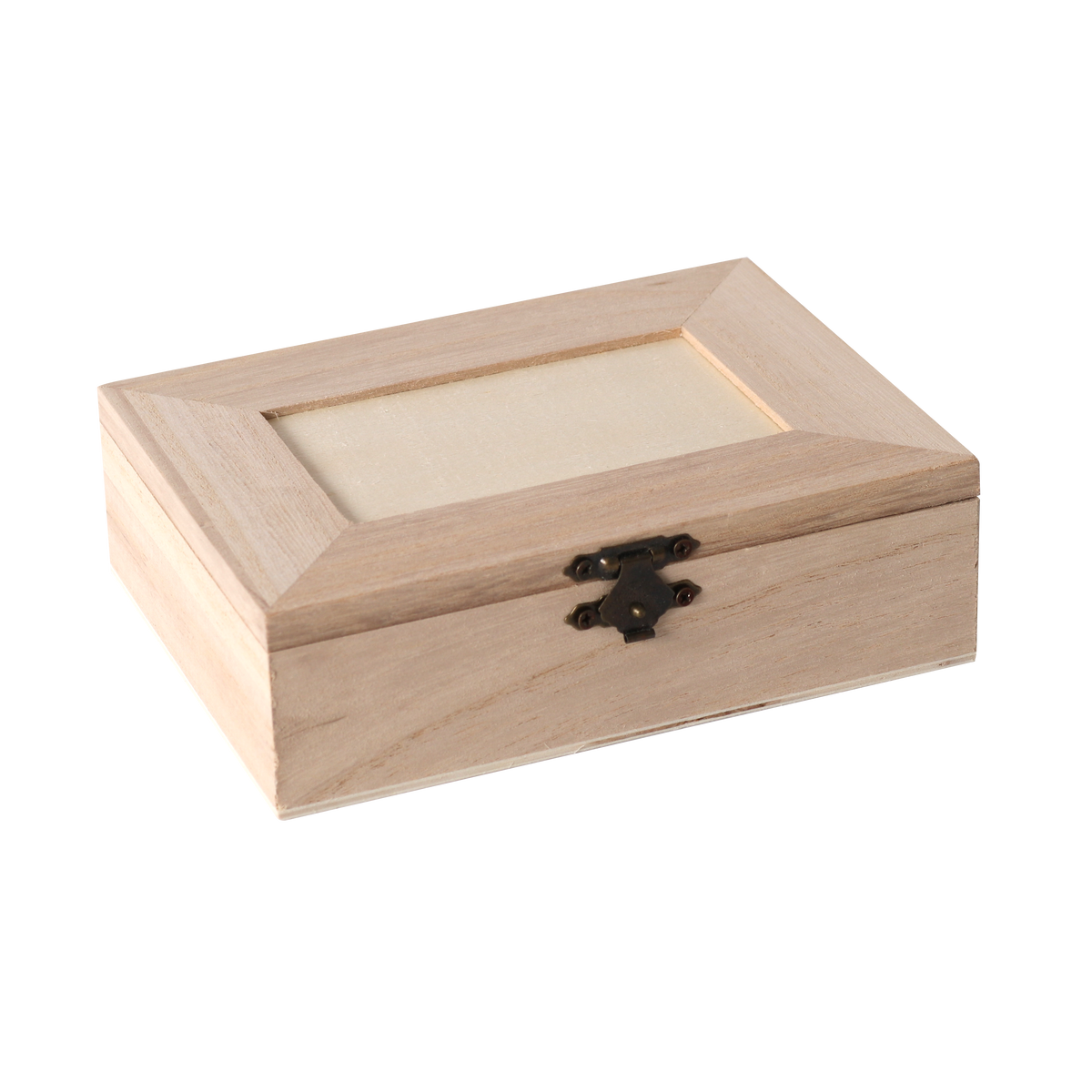Fa doboz 4 rekesszel 14 x 10 x 3,5 cm – és tükör belül