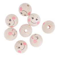 Fából készült gyöngyös arcok, 3cm / 8 db (1)