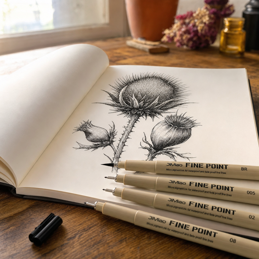 Fekete műszaki rajztoll és fineliner, 0,20 – 3 mm hegy
